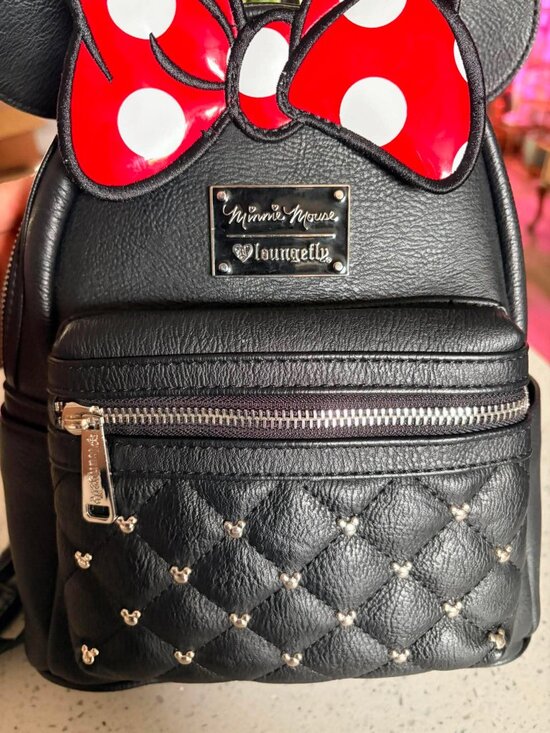 Loungefly x Disney Minnie Mouse Backpack | Quilted Studded Bow & Ears